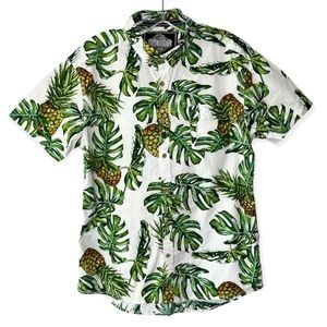 Five Points NYC Mens Hawaiian Pineapple Print Slim Fit Short Sleeve Shirt M